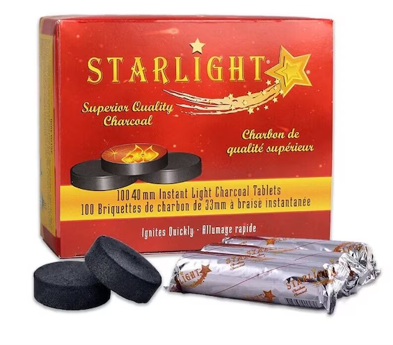 Starlight Superior Quality Charcoal 10 X 10 Pcs 40 Mm