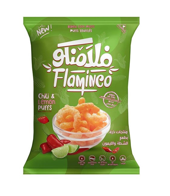 FLAMINGO CORN PUFFS CHILI/LE GREEN 72 GR
