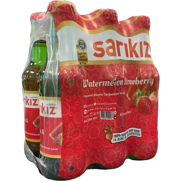 Sarikiz Sparkling Mineral Soda Watermelon-Strawberry Flavor 6x200ml - Sahara Specialty Foods