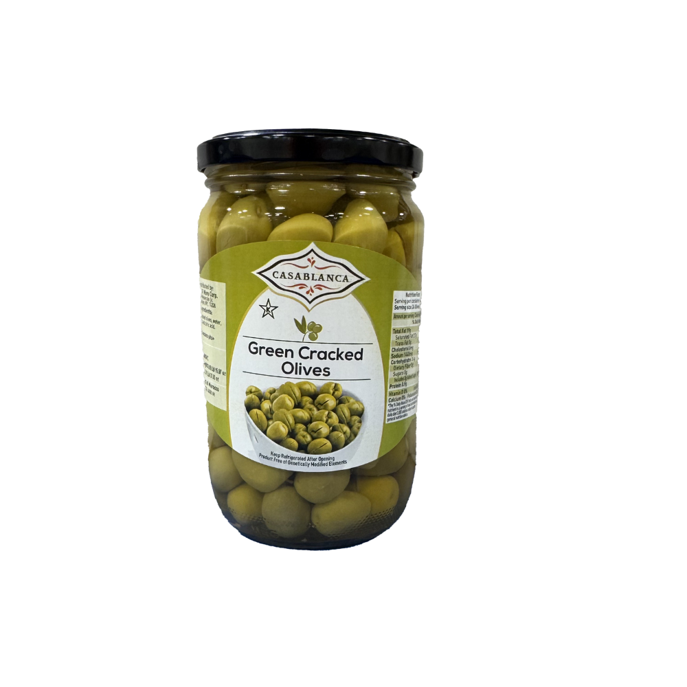 CASABLANCA GREEN CRACKED OLIVES 1 KG - Sahara Specialty Foods