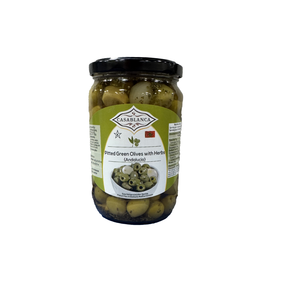 CASABLANCA ANDALUCIA GREEN OLIVES WITH HERBS 24.51 OZ - Sahara Specialty Foods