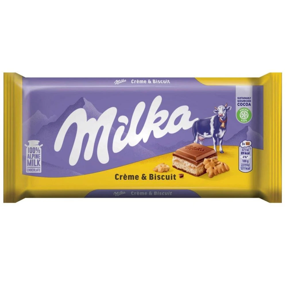 MILKA CREME & BISCUIT MILK CHOCOLATE 100 GR