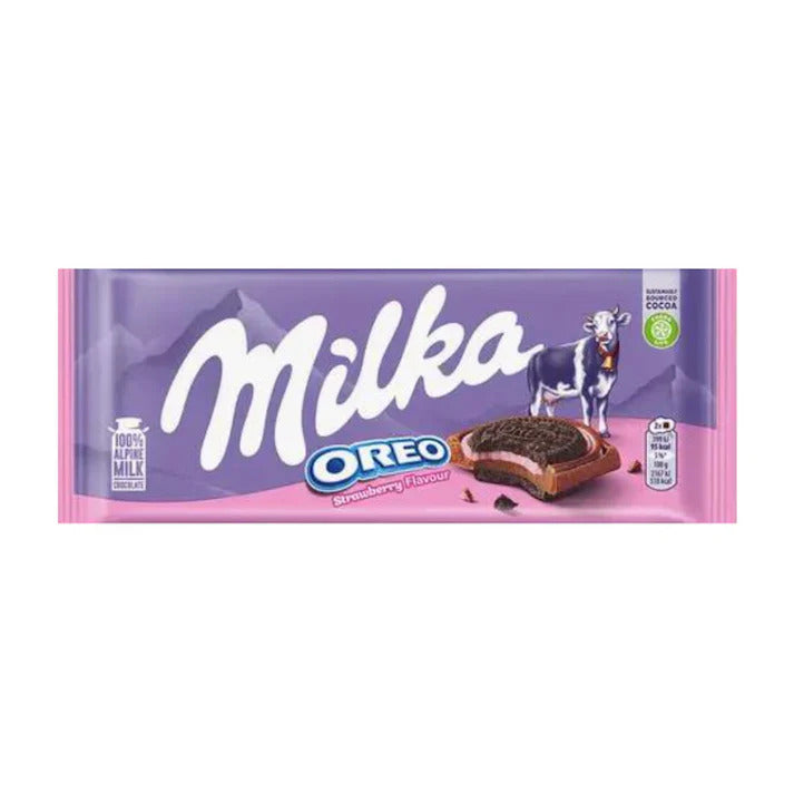 Milka Chocolate Bar W/ Strawberry Oreo 92g - Sahara Specialty Foods